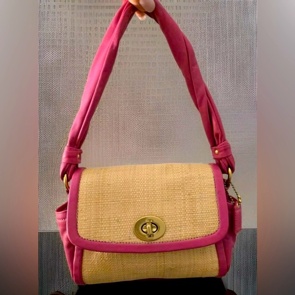 Coach Parker Straw Handbag EUC - Picture 2 of 7